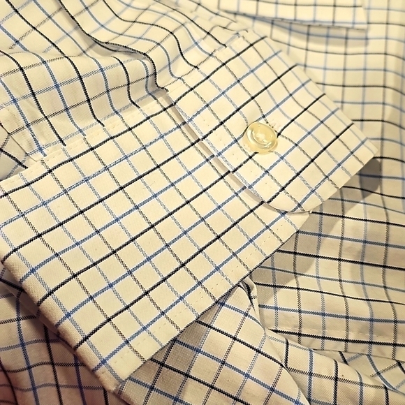 Lands'end Non Iron Pinpoint Oxford button blue white plaid shirt plus s - Picture 5 of 10